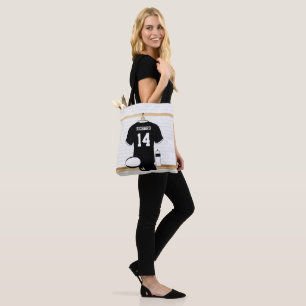 Tote Bag Jersey de rugby personnalisé noir et blanc