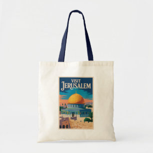 Tote Bag Jérusalem Israël Illustration Voyage Art Vintage