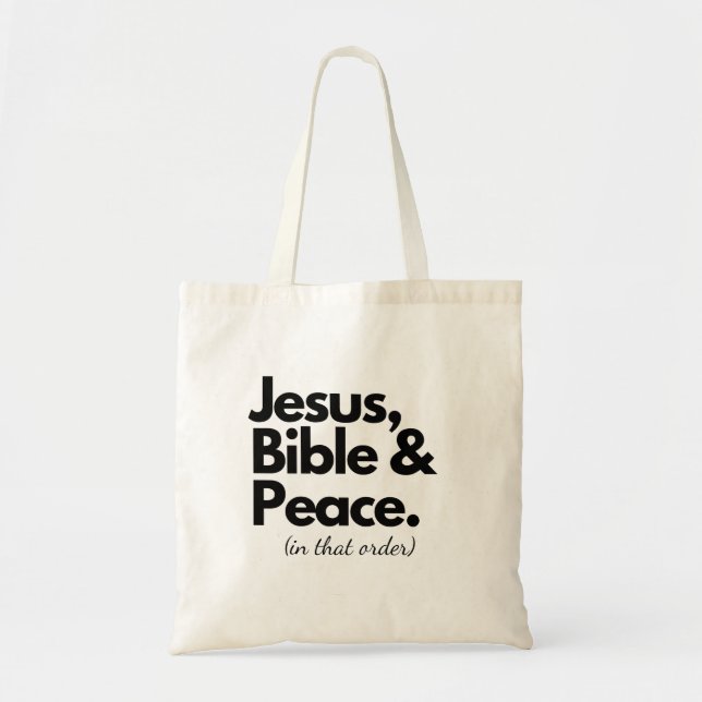Tote Bag Jésus, Bible et Paix Chrétien (Devant)