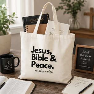 Tote Bag Jésus Bible Paix Foi Chrétienne