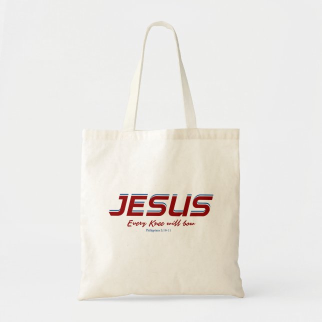 Tote Bag Jésus Chaque genou courra Philippiens 2:10-11 (Devant)