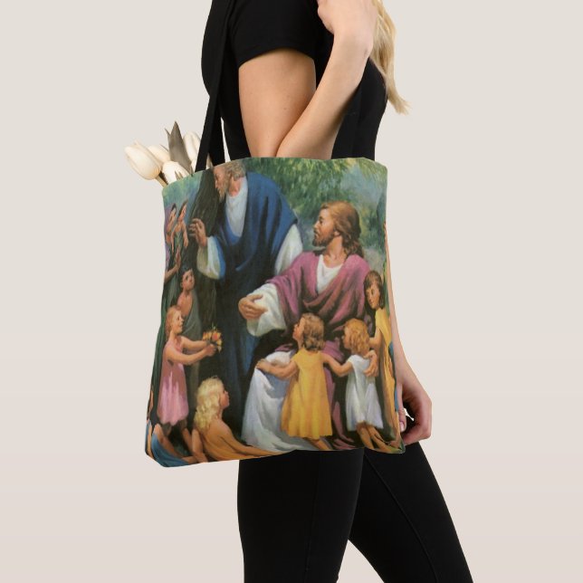 Tote Bag Jésus-Christ Bénédiction des enfants, Religion Vin (De près)