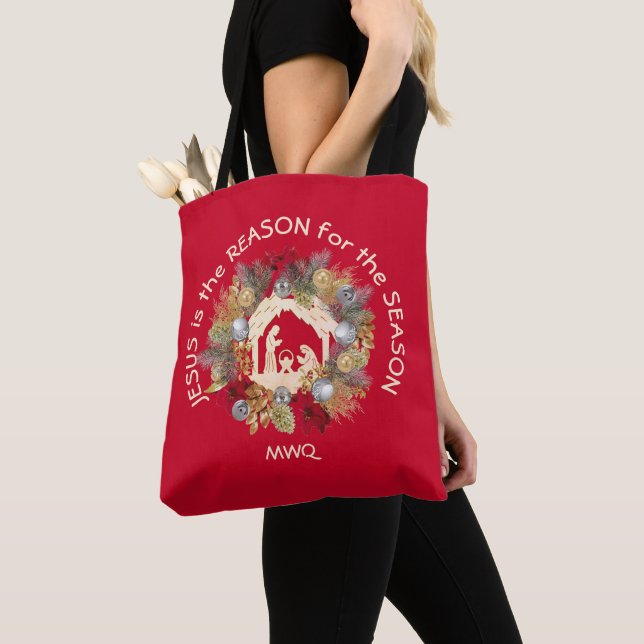 Tote Bag JÉSUS EST LA RAISON DU Monogramme Noël (De près)