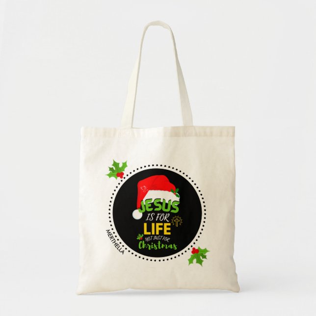 Tote Bag JÉSUS Personnalisé EST POUR LA VIE Pas Seulement P (Devant)