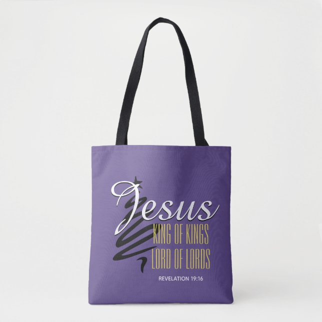 Tote Bag JÉSUS ROI DES ROIS | Noël | Christian Purple (Devant)