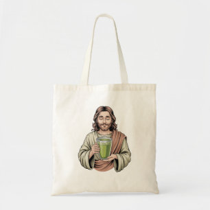 Tote Bag Jésus tenant une Matcha Green Drink Christian