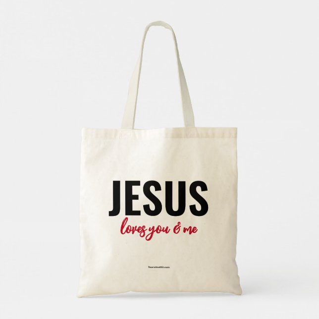 Tote Bag Jésus vous aime et moi - fourre-tout (amoureux) (Dos)