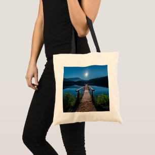 Tote Bag Jetée de nuit sous une Pleine lune