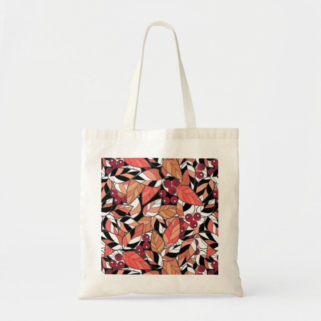 Tote Bag Jeter Oreiller Caricature Abstraite feuilles baies (Devant)