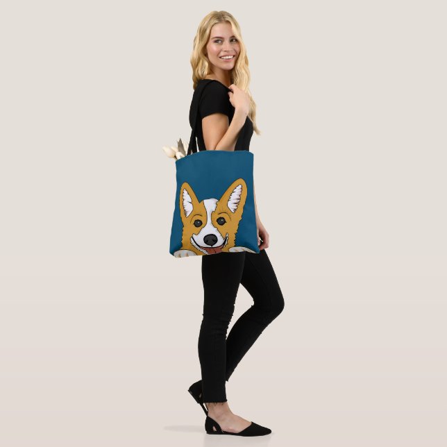 Tote Bag Jeter un coup d'oeil de corgi (Sur le modèle)