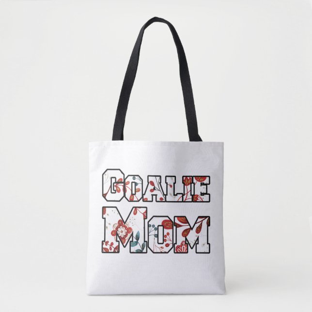 Tote Bag Jeu de hockey Maman Rouge Bleu Floral (Devant)