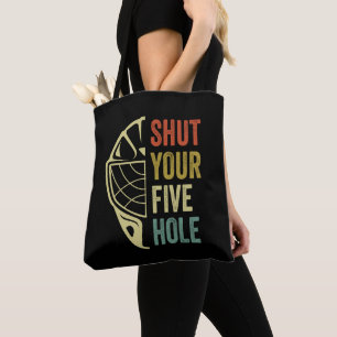 Tote Bag Jeu de Hockey sur glace Funny Fermez vos cinq trou