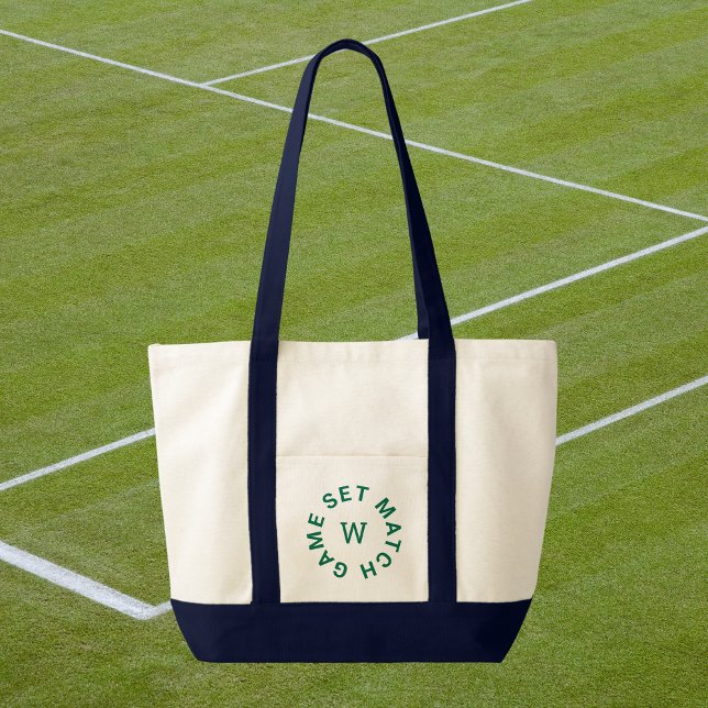 Tote Bag Jeu Match Monogramme Vert Tennis (Créateur téléchargé)