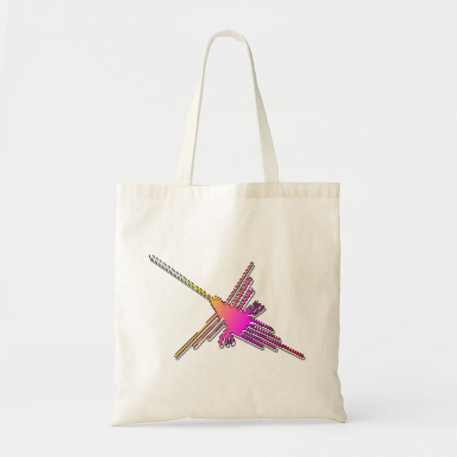 Tote Bag Jeu Vidéo 8 bits Retro Lignes Nazca Colibri (Devant)