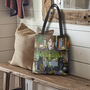 Tote Bag Jeune bibliothèque de livres de fantasy sur les dr