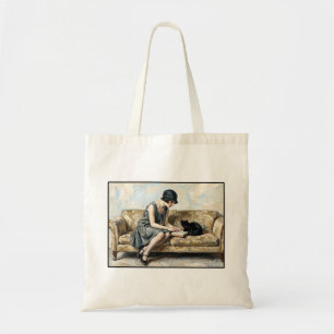 Tote Bag Jeune femme aux ailes de papillon lisant un livre 