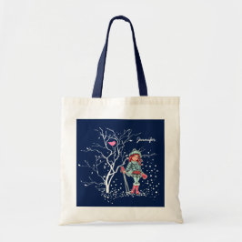 Tote Bag Jeune fille skieuse | Nom personnalisé Cadeau de N