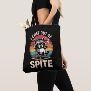 Tote Bag J'existe par dépit Drôle de Raton Laveur Vintage