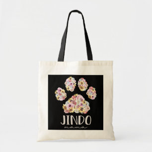 Tote Bag Jindo Mama Floral Paw Dog Maman