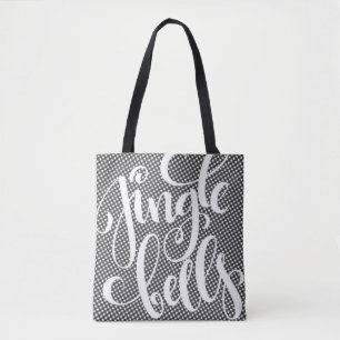 Tote Bag Jingle Bells Black White Buffalo Plaid Tartan Xmas