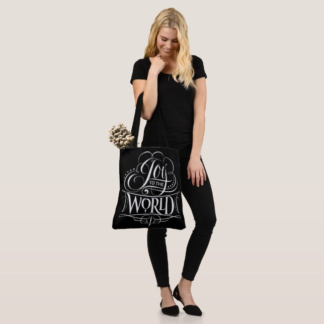 Tote Bag Joie au Monde Noël Chalkboard Calligraphie (Sur le modèle)
