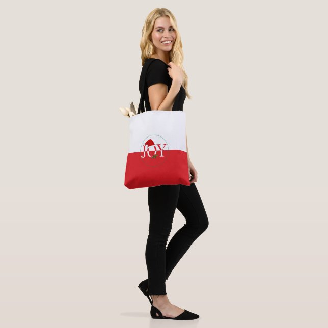 Tote Bag Joie Noël rouge et blanc (Sur le modèle)