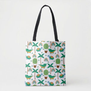 Tote Bag Joli Alligator tortue colorée Motif arc-en-ciel