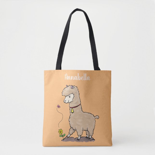 Tote Bag Joli alpaga joyeux avec dessin animé de papillon (Devant)