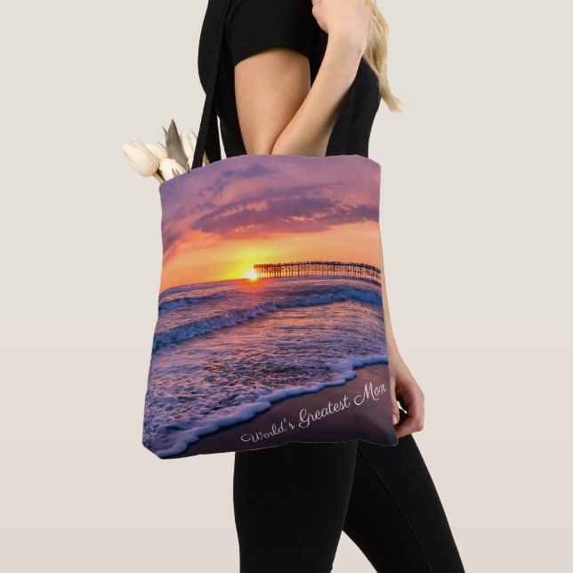 Tote Bag Joli California Beach Pier Sunset (De près)