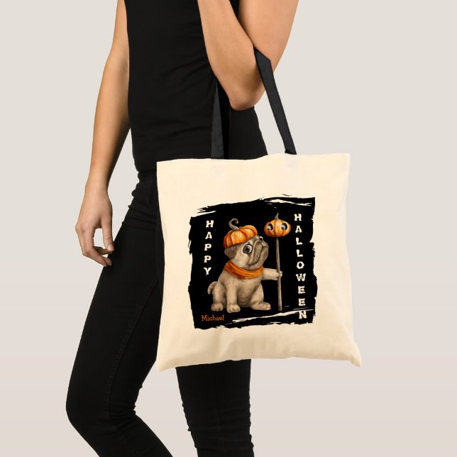 Tote Bag Joli Carlin Chiot Enfants Halloween Trick ou Treat (Devant (produit))