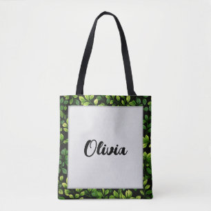 Tote Bag Joli Cartoon Féminin Feuilles Nom Olivia