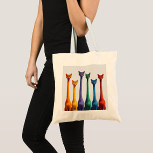 Tote Bag Joli chat coloré rétro moderne du milieu du siècle