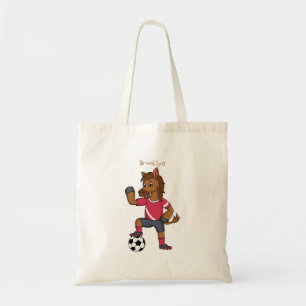 Tote Bag Joli cheval drôle jouant dessin de football