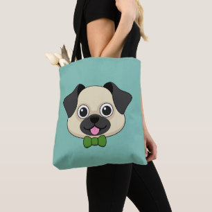 Tote Bag Joli chien Carlin avec Papillon
