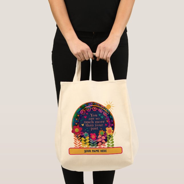 Tote Bag Joli Citation Florale Inspirant Nom de l'Inspirété (Devant (produit))