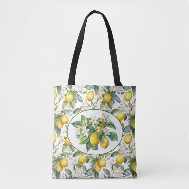 Tote Bag Joli citron Arbre aquarelle Art (Devant)