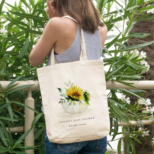 Tote Bag Joli Citrouille de tournesol rustique Baby shower  (Créateur téléchargé)