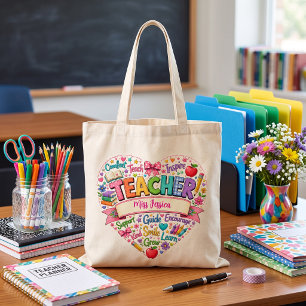 Tote Bag Joli cœur rétro enseignant inspirant