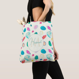 Tote Bag Joli coquillages colorés Motif beige
