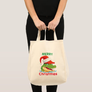 Tote Bag Joli crocodile alligator Noël Safari Père Noël