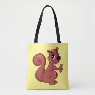 Tote Bag Joli écureuil en caricature avec une cacahuète