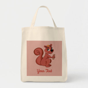Tote Bag Joli écureuil en caricature avec une cacahuète
