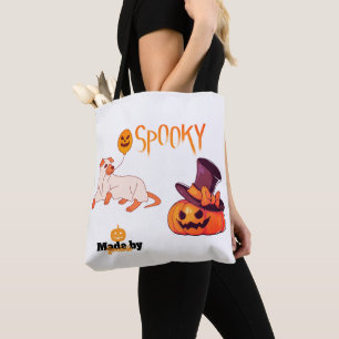 Tote Bag Joli Fantôme de Chien Éffrayant et Citrouille Hall