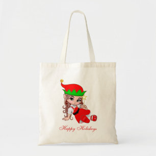 Tote Bag Joli fée de Noël Elf et texte modifiable