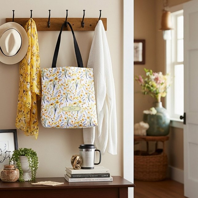 Tote Bag Joli fleurs sauvages de printemps jaune personnali (Créateur téléchargé)