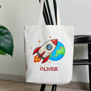 Tote Bag Joli fusée rouge dans l'espace