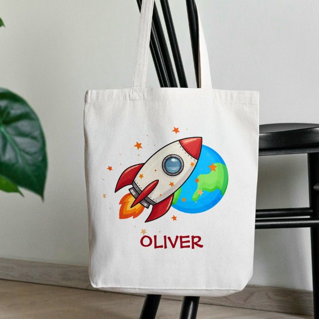 Tote Bag Joli fusée rouge dans l'espace (Créateur téléchargé)