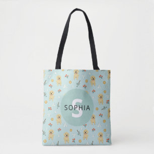 Tote Bag Joli Golden Retriever Chien Monogramme