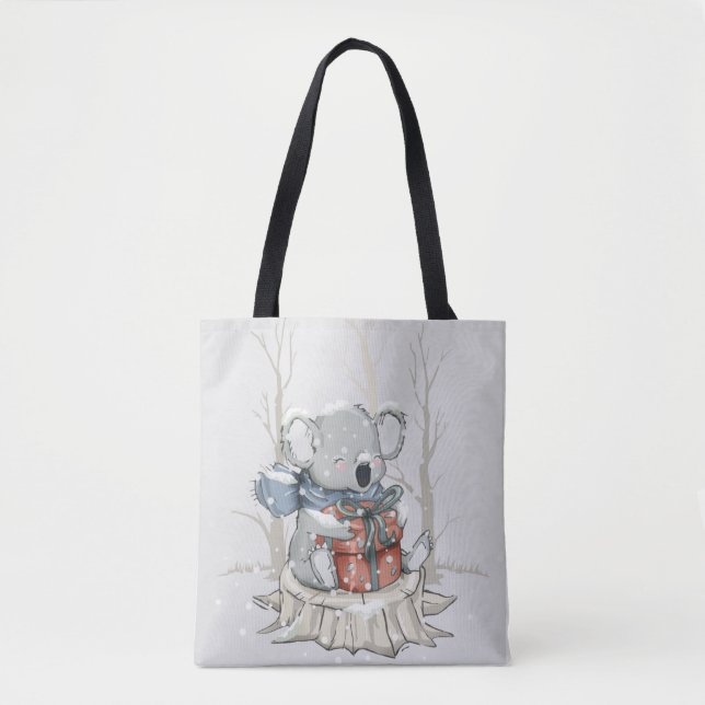 Tote Bag Joli Gray Koala Winter Snowfall Fourre-tout (Devant)