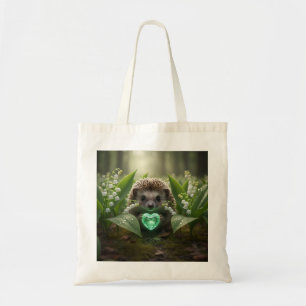 Tote Bag Joli hérisson de mai avec cœur d'émeraude